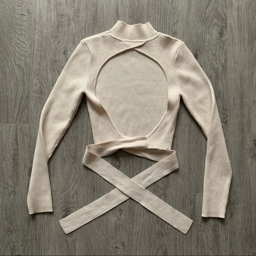 Zara cream color cross back crop knit